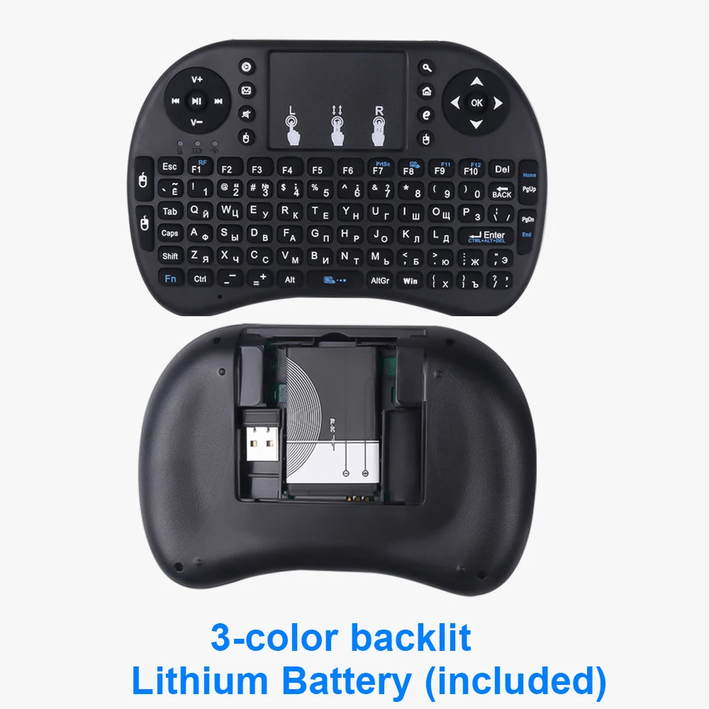 2.4G Wireless Keyboard Backlit Mini Keyboard English Russian Language Air Mouse with Touchpad for Laptop Android Windows Mac OS