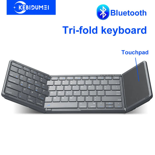 Bluetooth Keyboard Tri-fold Keyboard with Touchpad Mini Keyboard Rechargeable Wireless Keyboard For PC Windows Android iOS