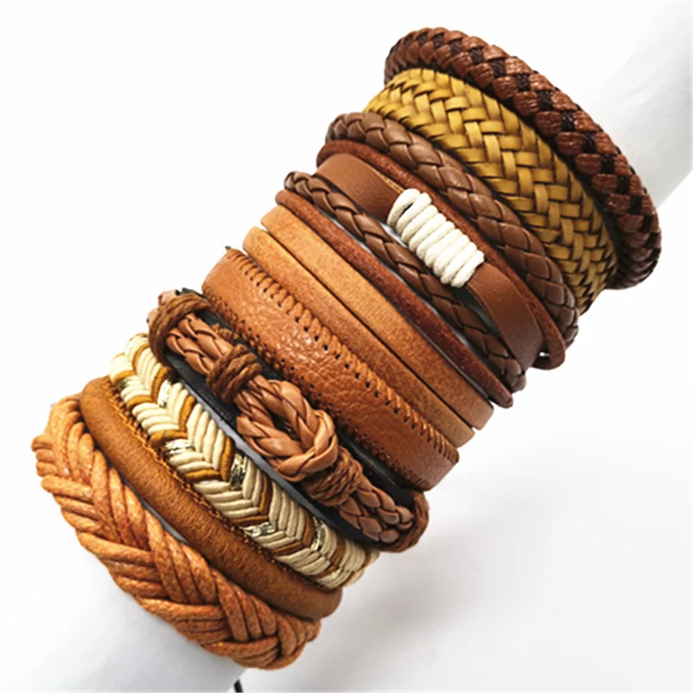 10 Pcs/set Black Wrap Woven New Fashion Handmade Men Bracelets