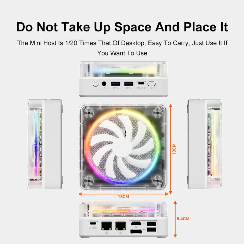 GenMachine Ryzen 6800H ES RGB MINI PC Windows 11 8C/16T DDR5 4800Mhz 256/512GB M.2 WIFI6 BT5.2 Diy Gaming Computer Pc Gamer