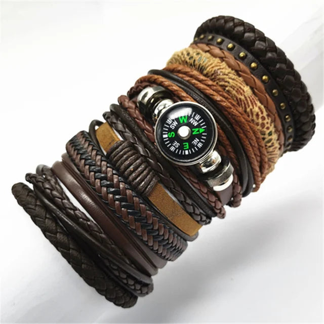10 Pcs/set Black Wrap Woven New Fashion Handmade Men Bracelets