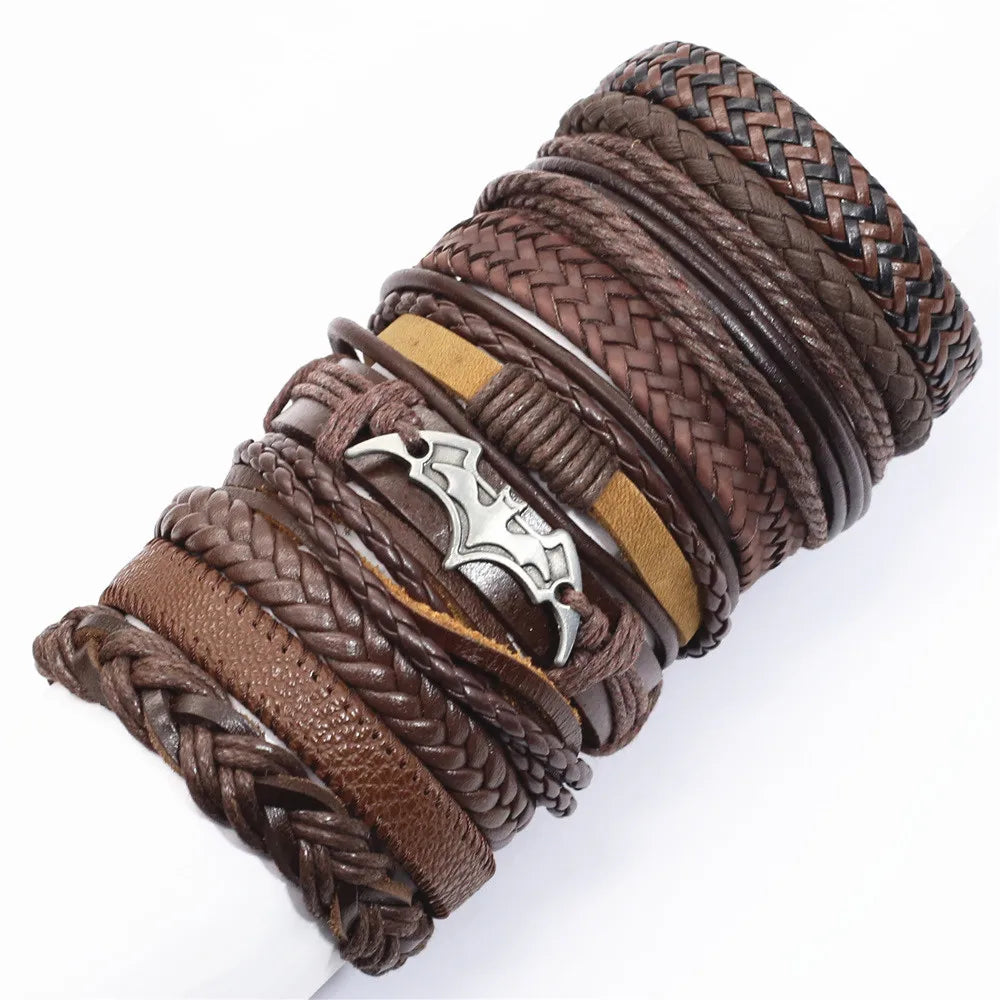 10 Pcs/set Black Wrap Woven New Fashion Handmade Men Bracelets