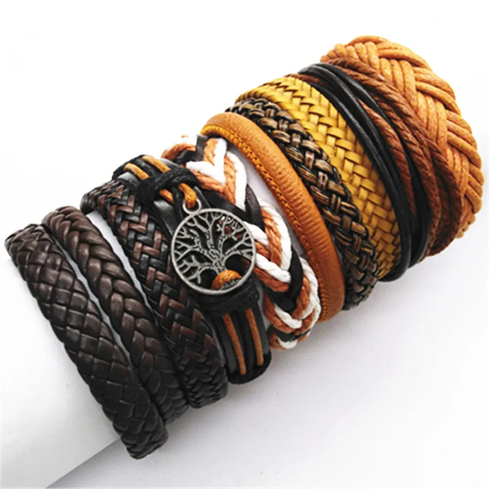10 Pcs/set Black Wrap Woven New Fashion Handmade Men Bracelets