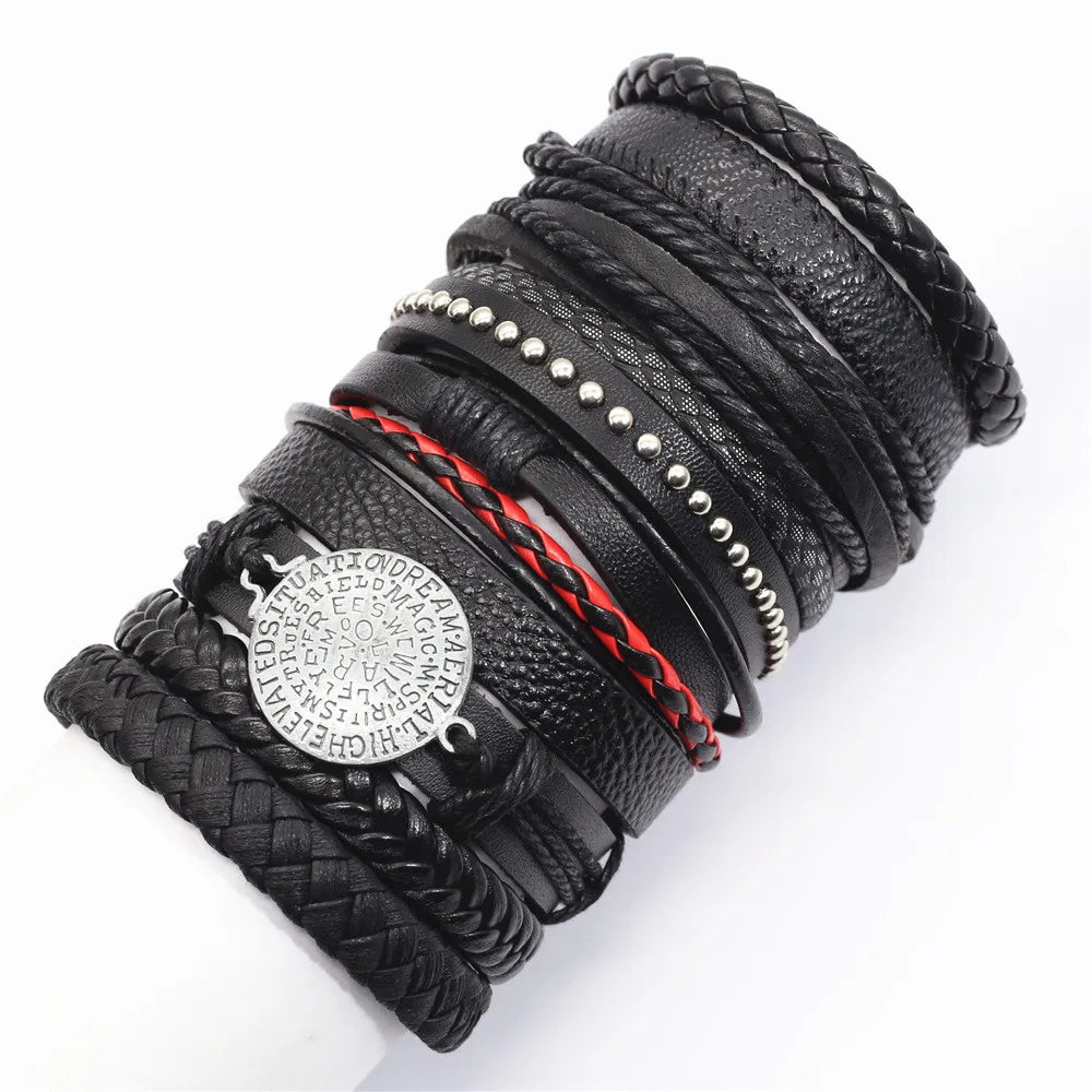 10 Pcs/set Black Wrap Woven New Fashion Handmade Men Bracelets