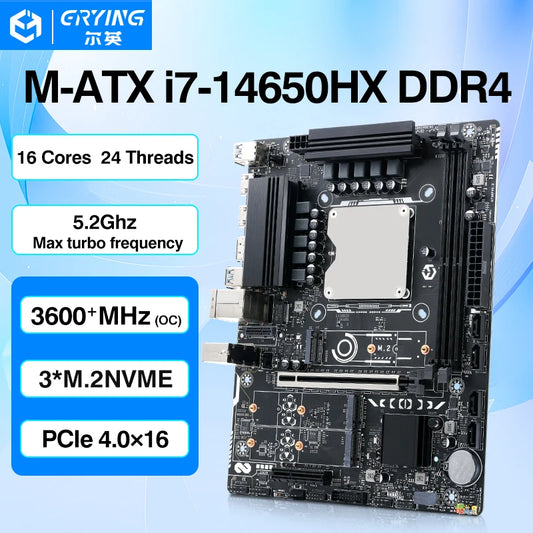 ERYING DIY Gaming Computer Motherboard Kit CPU Core i7 14650HX 16C24T DDR4 Dual NVME M.2 PCIEX16 4.0 Desktop Gamer PC