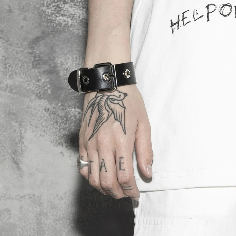 Men,Women Retro Bracelet Adjustable Wrist Belt Buckle Styles Cuff Bangle Bracelet for Party Club Daily Wear