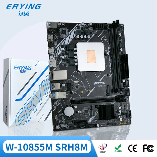 ERYING XEON CPU Motherboard Set Interposer W 10855M(ES) Integrated CPU 2.8GHz 6C12T DDR4 RAM placa mae 1151 DIY Gaming Computer