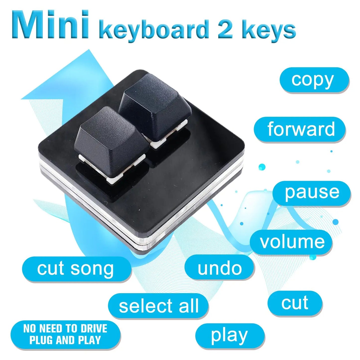 Black 2 Keys Mini Keypad Red/Silver Switch OSU Programmable Gaming Mechanical Keyboard USB Custom Keyboard Keycaps For PC