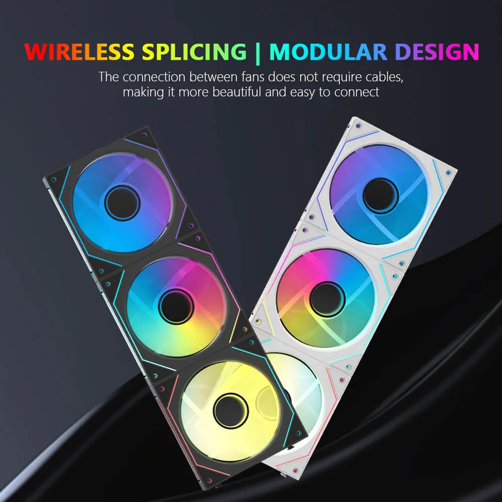 JUMPEAK MX120 360mm Modular Wireless Splicing 120mm PC Case Cooling Fan ARGB Infinite Mirror Light Effect For Water Cooler Fan
