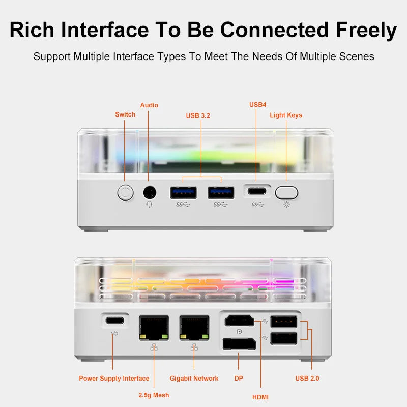 GenMachine Ryzen 6800H ES RGB MINI PC Windows 11 8C/16T DDR5 4800Mhz 256/512GB M.2 WIFI6 BT5.2 Diy Gaming Computer Pc Gamer