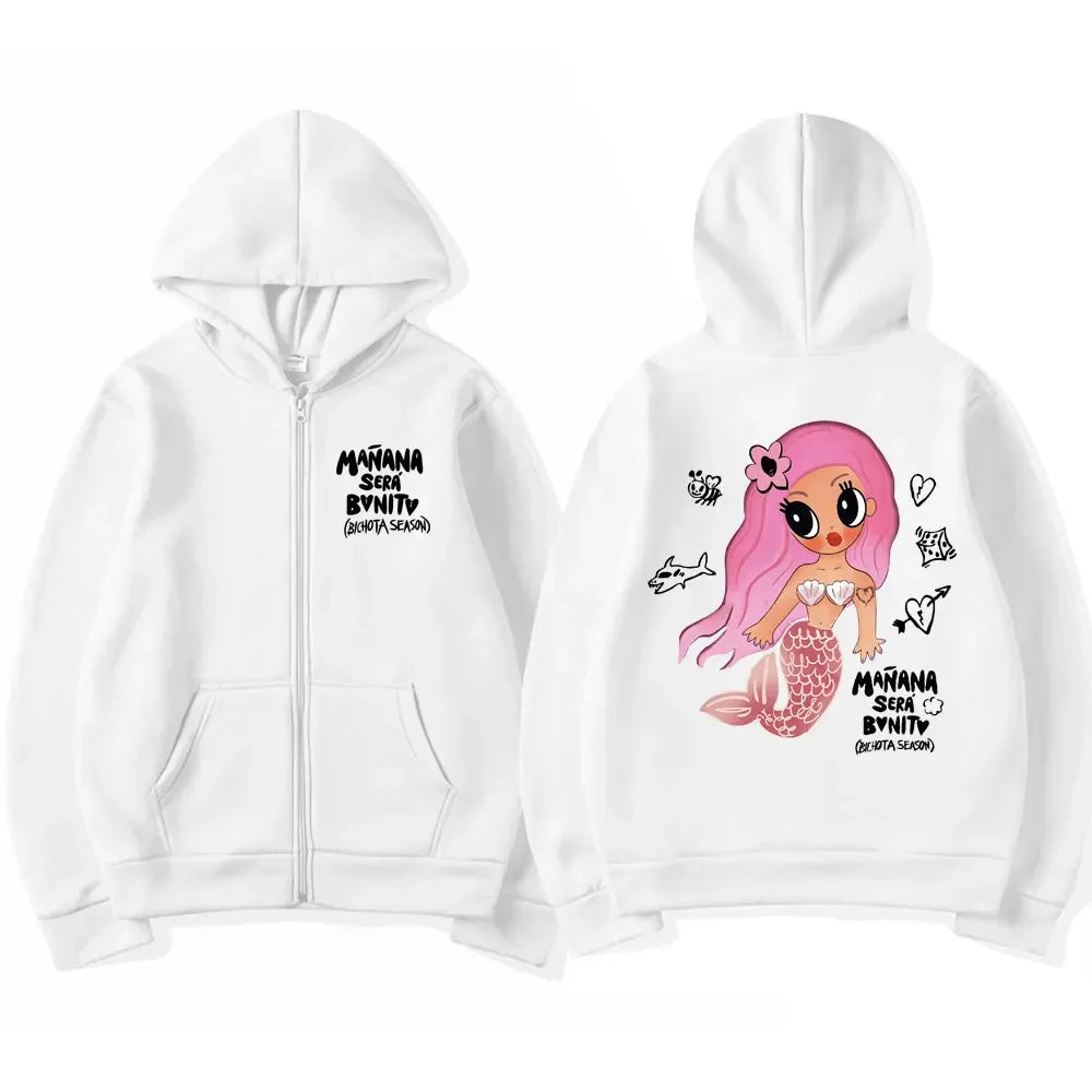 Karol G Bichota Zipper Hoodies Men Women Hip Hop Fashion Sweatshirt Manana Sera Bonito Print Oversized Ieisure Zip Up Hoodie Y2k
