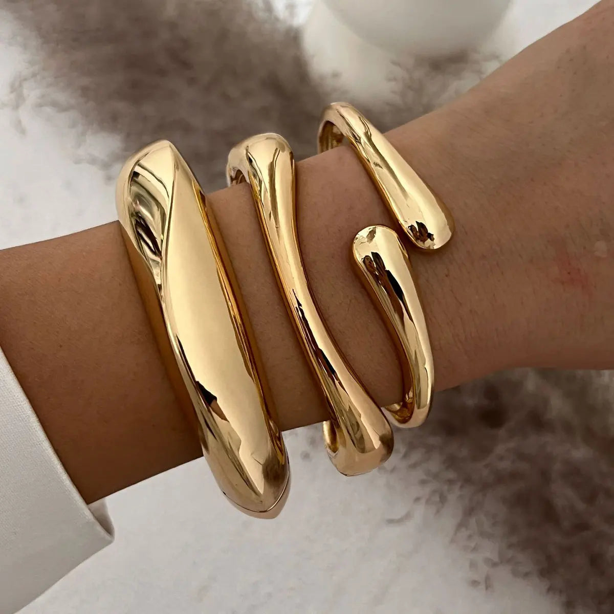 Glossy Gold Color Bracelet Bangles Women Jewelry