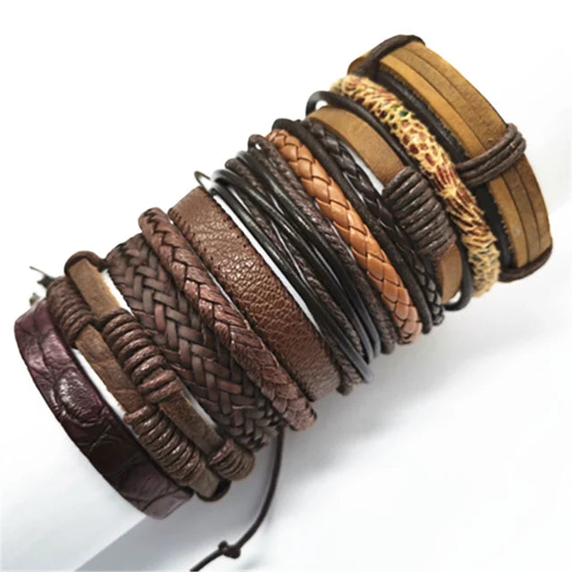 10 Pcs/set Black Wrap Woven New Fashion Handmade Men Bracelets