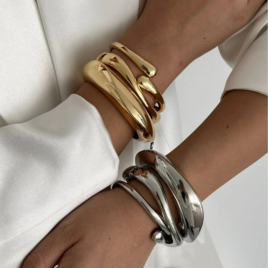 Glossy Gold Color Bracelet Bangles Women Jewelry