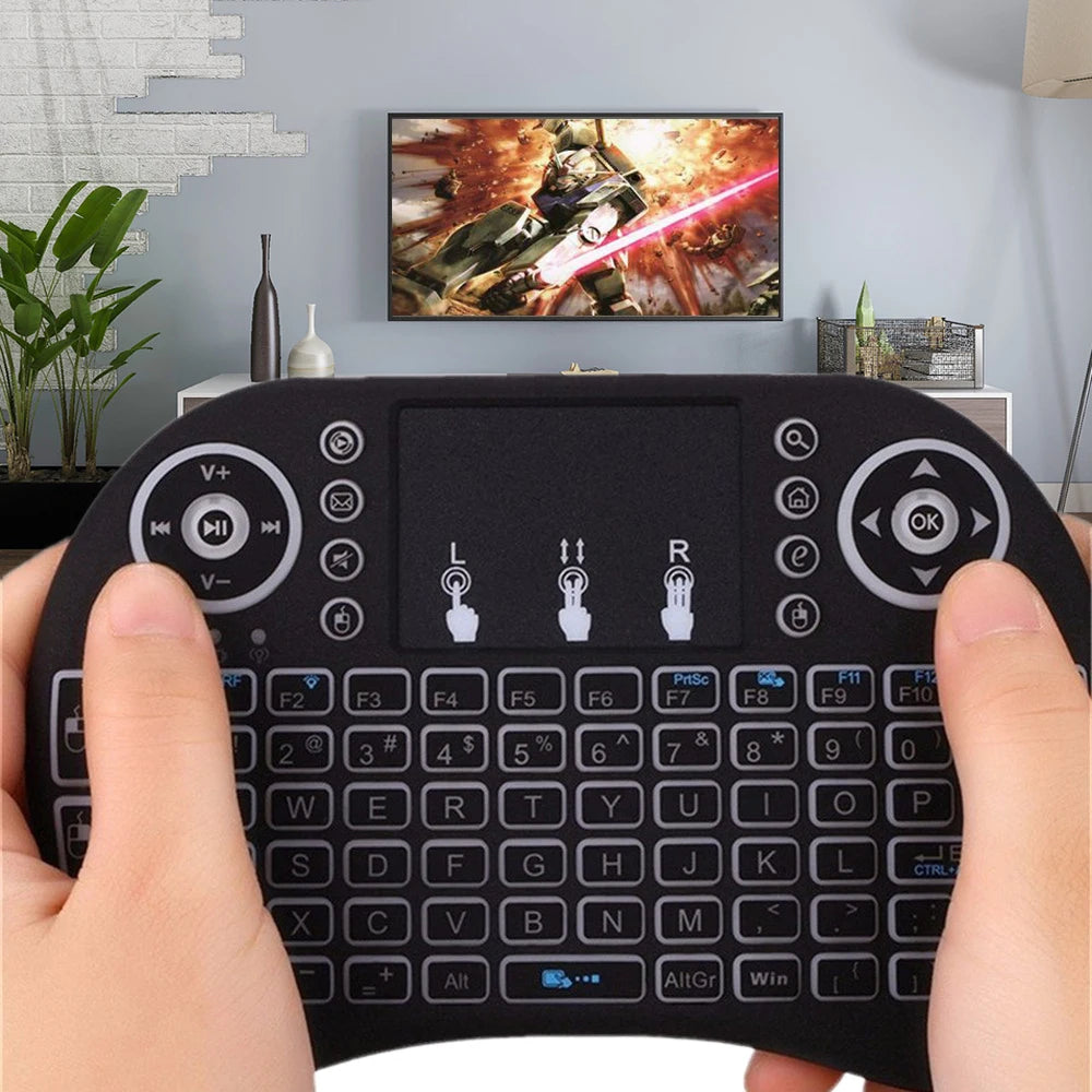 2.4G Wireless Keyboard Backlit Mini Keyboard English Russian Language Air Mouse with Touchpad for Laptop Android Windows Mac OS