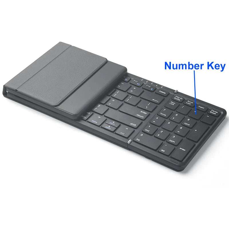 Bluetooth Keyboard Tri-fold Keyboard with Touchpad Mini Keyboard Rechargeable Wireless Keyboard For PC Windows Android iOS