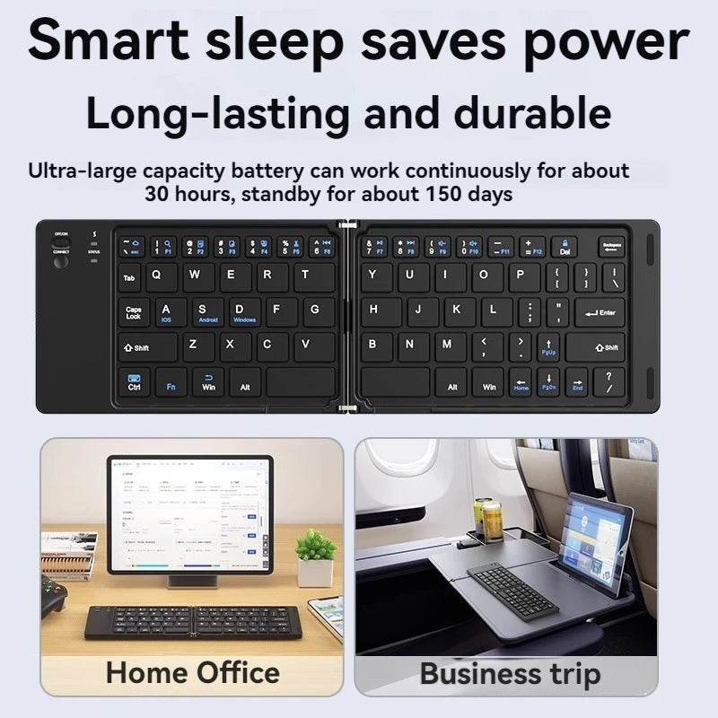 New Foldable Wireless Keyboard Slim Portable Bluetooth Keyboard Rechargeable Folding Keyboard for IOS Windows Android For Ipad