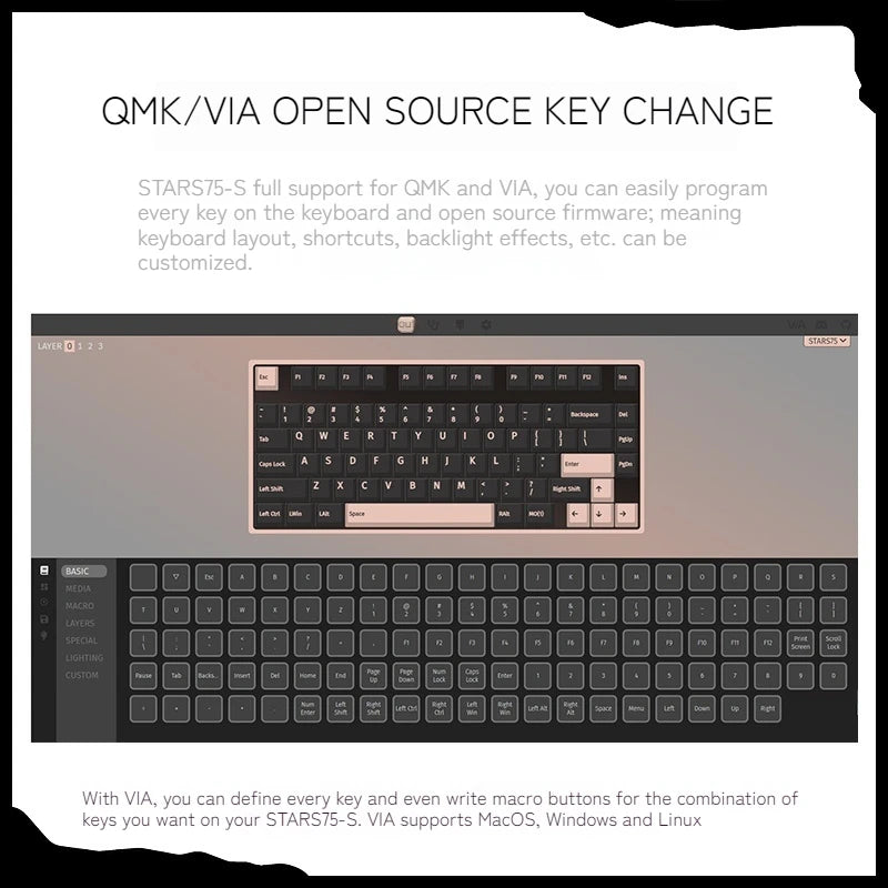 New Weikav Stars-75 Series Three Mode Aluminum Lumps Mechanical Keyboard Leaf Spring+Beryllium Copper Structure Esports Keyboard