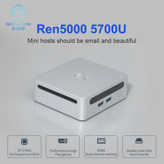 2025 GenMachine New Mini PC 5700U Windows 11 Ryzen Support Windows 11 DDR4 3200MHz AMD WiFi6 Max 64GB Diy Gaming Computer
