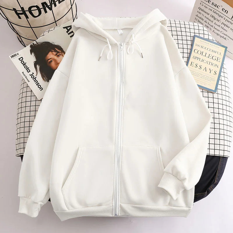 High Street Hoodie Men Retro Zip Up Long Sleeve Loose Jacket Coats Streetwear