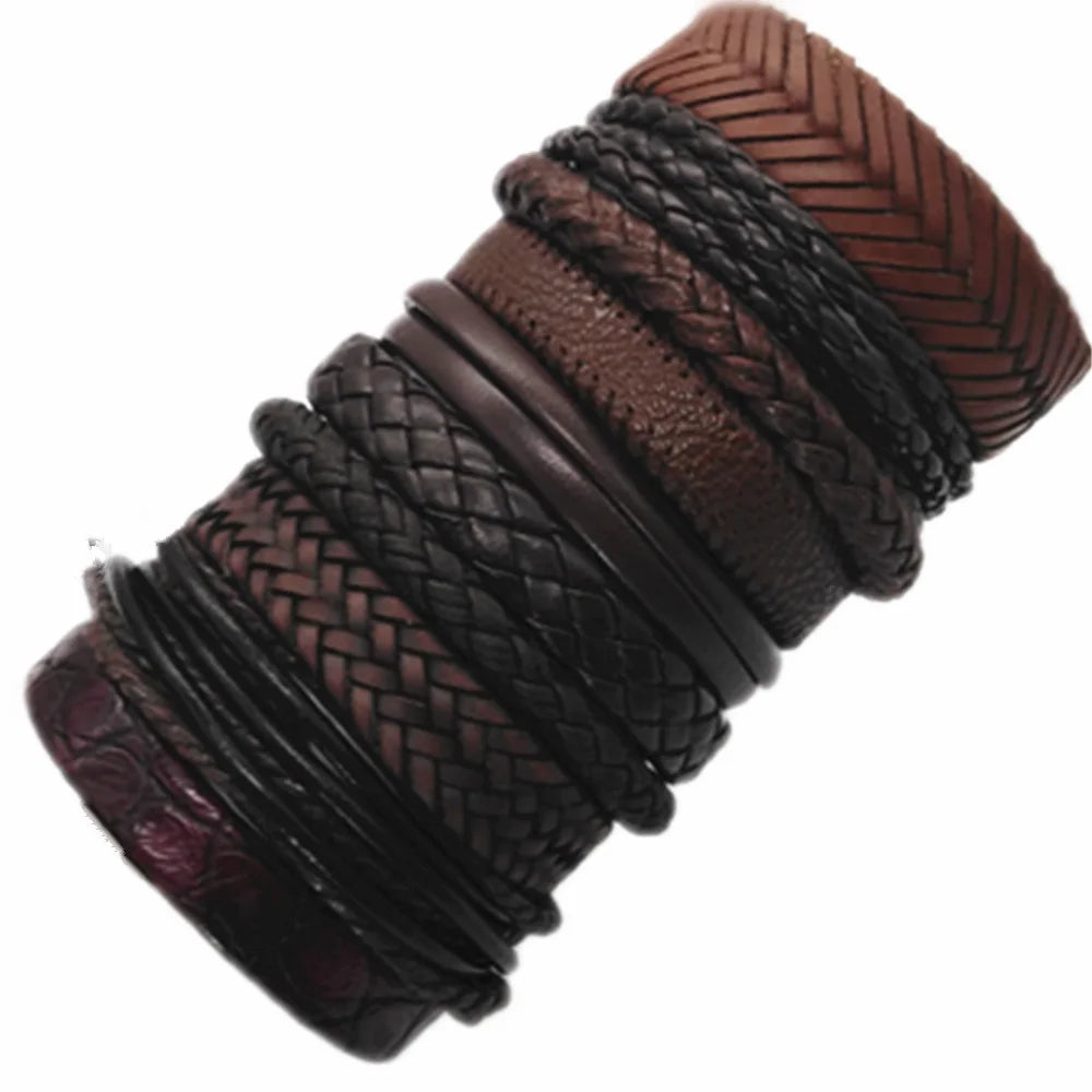 10 Pcs/set Black Wrap Woven New Fashion Handmade Men Bracelets