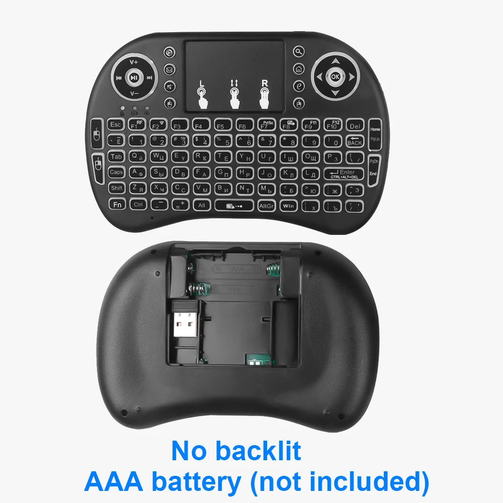 2.4G Wireless Keyboard Backlit Mini Keyboard English Russian Language Air Mouse with Touchpad for Laptop Android Windows Mac OS