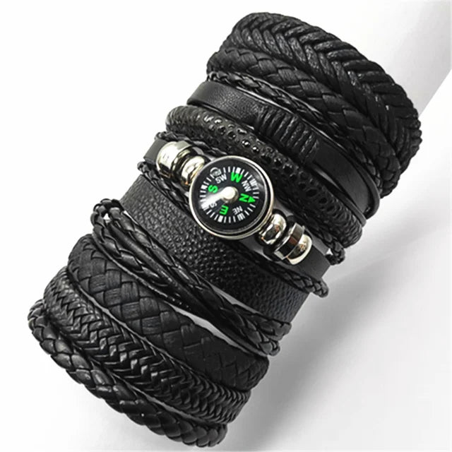 10 Pcs/set Black Wrap Woven New Fashion Handmade Men Bracelets