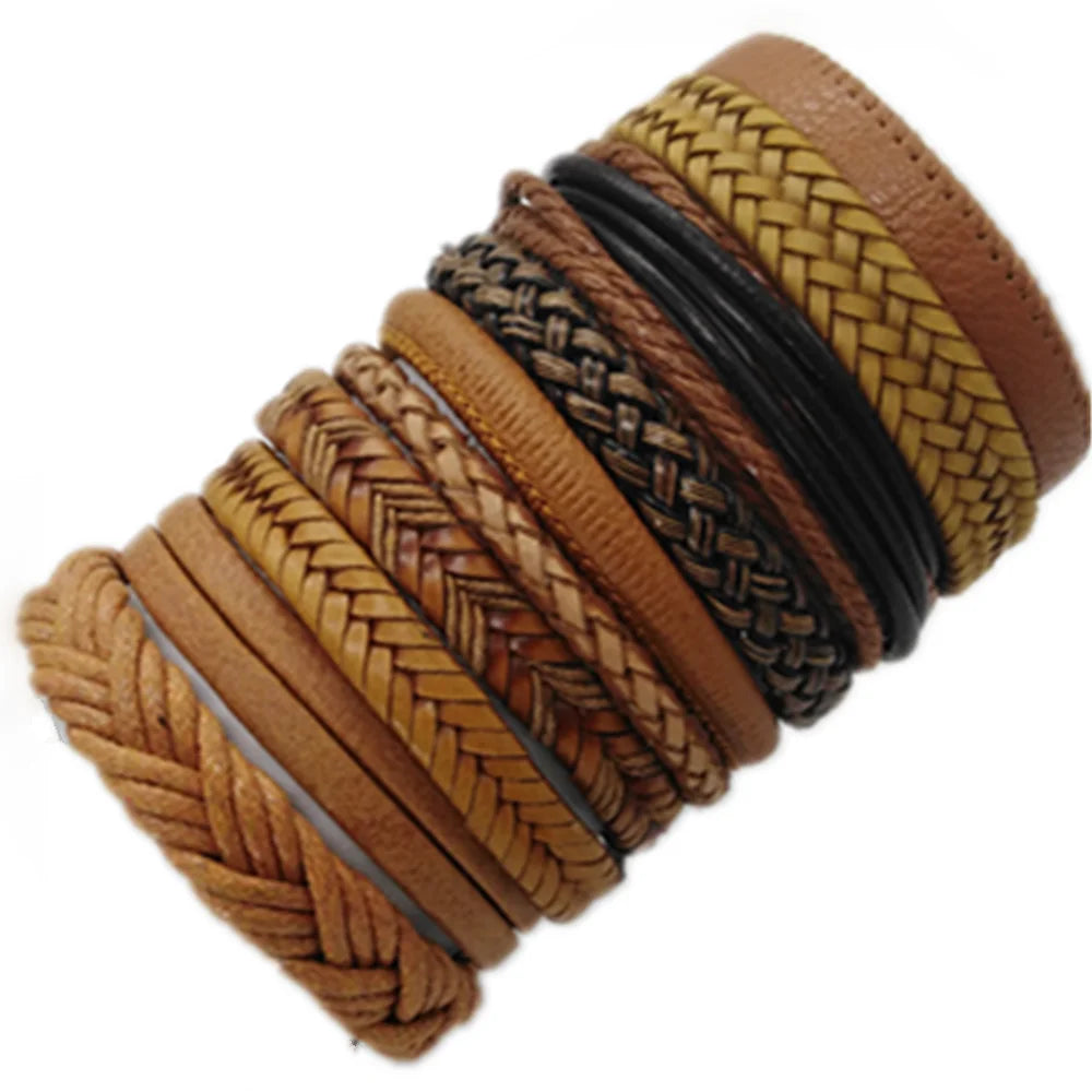 10 Pcs/set Black Wrap Woven New Fashion Handmade Men Bracelets