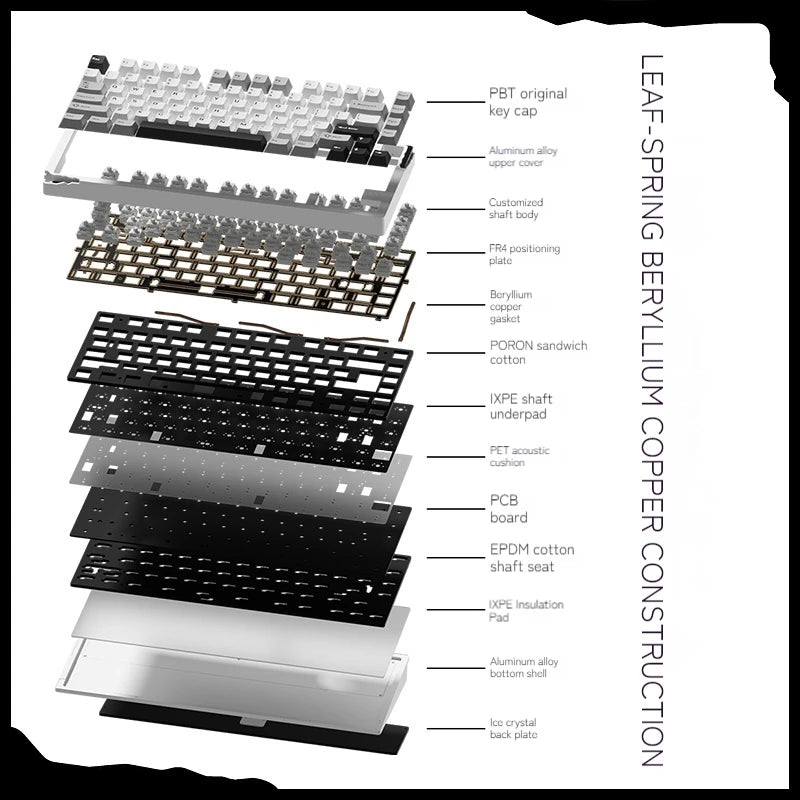 New Weikav Stars-75 Series Three Mode Aluminum Lumps Mechanical Keyboard Leaf Spring+Beryllium Copper Structure Esports Keyboard